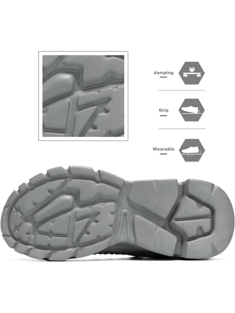 Men's Grey Lightweight Non Slip Resistant Athletic Sports Walking Gym Sneaker